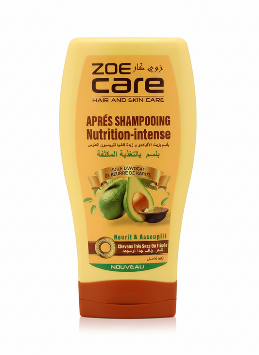 Zoe Care Après-Shampooing Nutrition Intense à l’Huile d’Avocat et Beurre de Karité 230ml